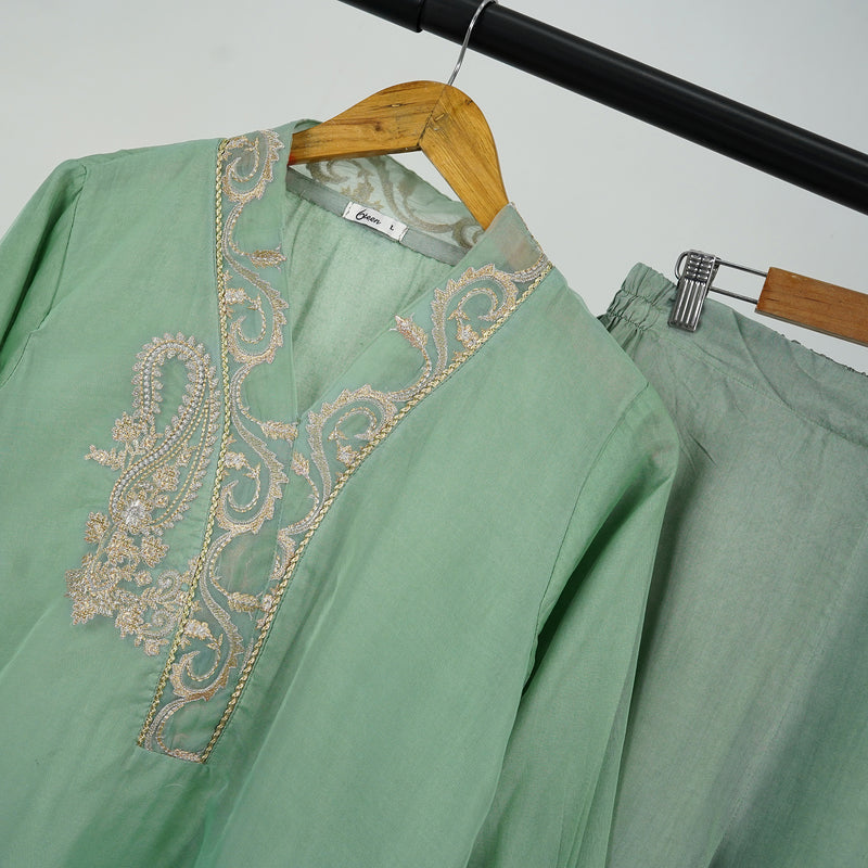 3 Pc Olive Oranza Embroidered Suit - Image 10